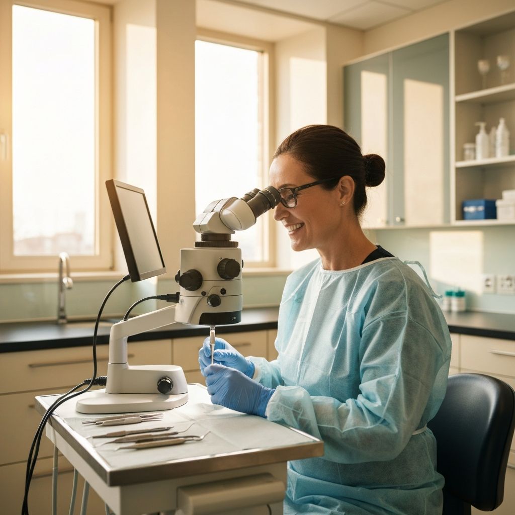 Especialista em Endodontia trabalhando em ambiente clínico
